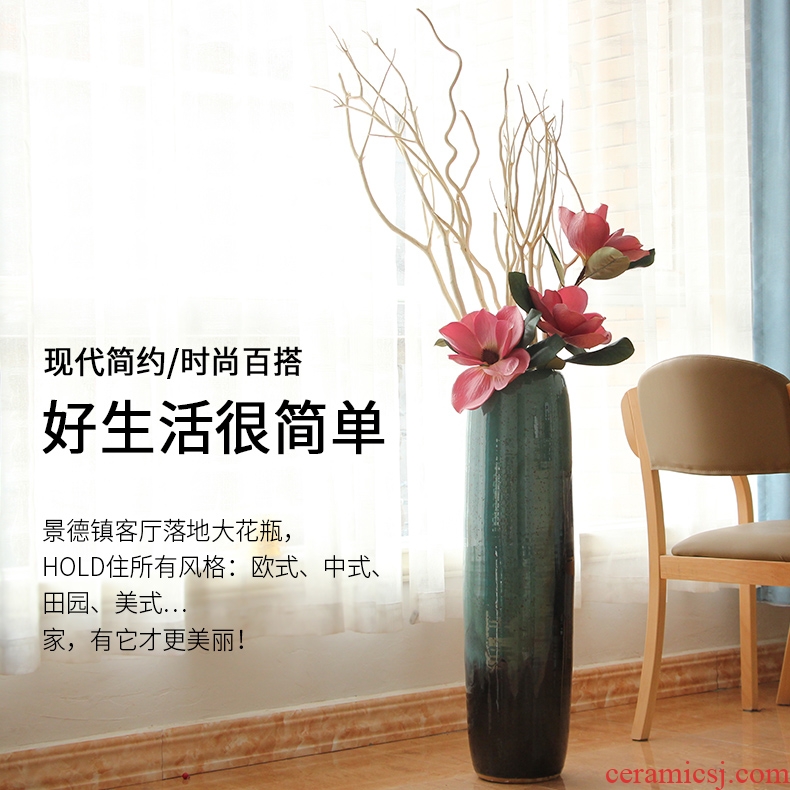 American jingdezhen ceramic vase flower arrangement of large living room furnishing articles of Chinese style porch lattice-windows lucky bamboo bottles