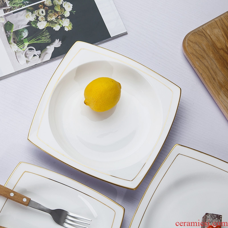 Jingdezhen bone porcelain tableware gold edge example room hotel decorated home food dish western dishes