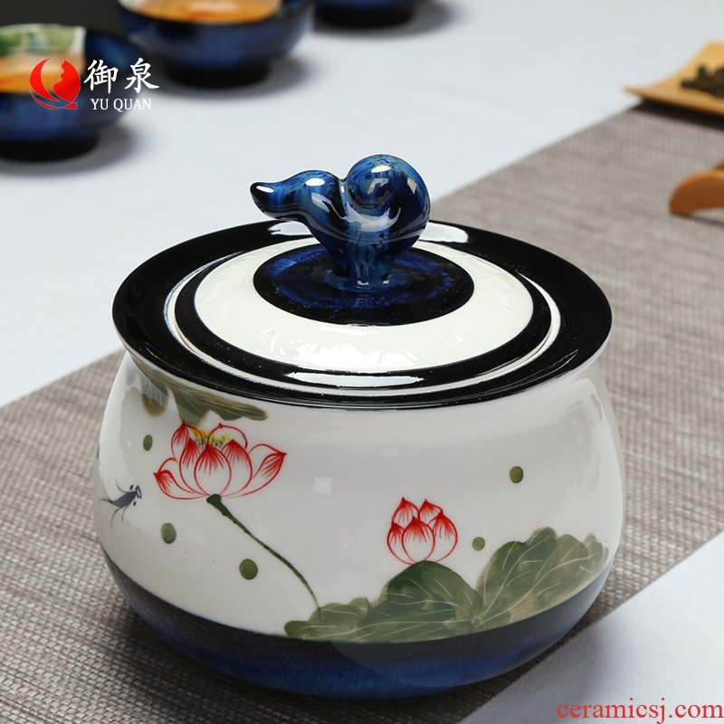 Imperial springs tureen ceramic kung fu tea set suit household contracted hand-painted Japanese tea ceremony kiln teapot tea cups