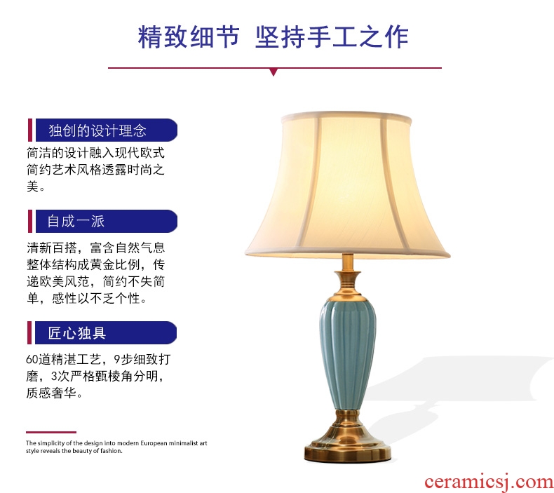 American ceramic desk lamp lamp of bedroom the head of a bed sweet romance modern marriage room sitting room study ideas