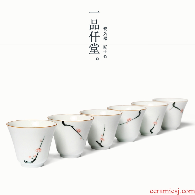 Yipin hand-painted ceramic sample tea cup white porcelain cups of clubs micky hall master cup fragrance-smelling cup small single cup tea cup