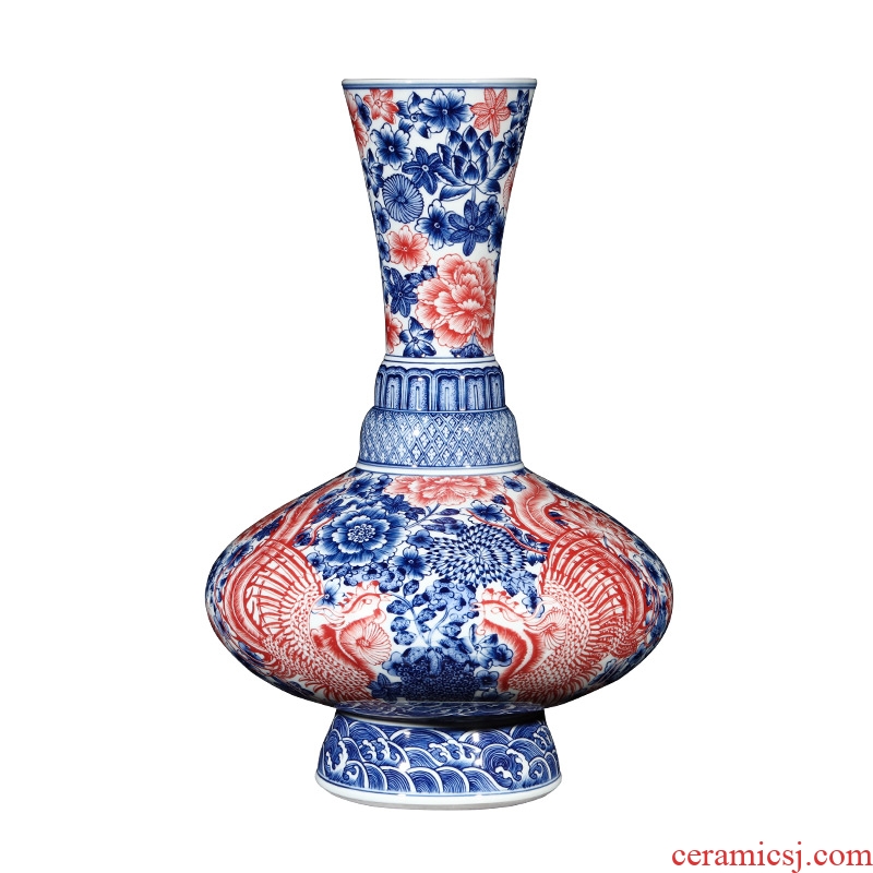 Jingdezhen ceramics creative manual imitation qianlong Chinese blue and white porcelain vase sitting room porch rich ancient frame furnishing articles