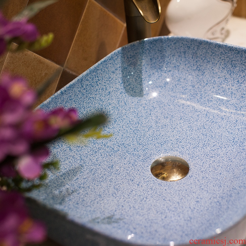 M beautiful European beauty ceramic toilet stage basin sink lavatory basin square blue glaze
