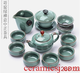 It still fang open the slice of a complete set of kung fu tureen hand grasp the teapot pot of celadon imitation song dynasty style typeface elder brother kiln ceramic tea set