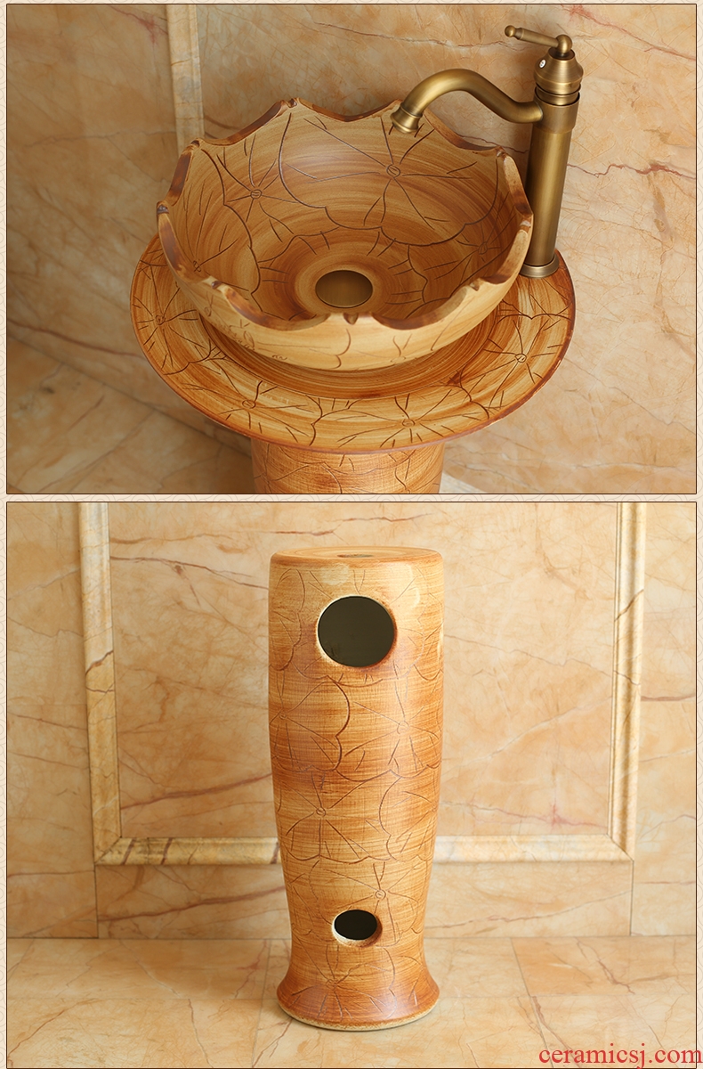 Spring rain ceramic basin of pillar type lavatory toilet lavabo one floor balcony art pillar sculpture