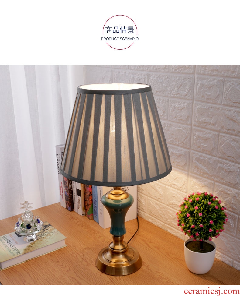 American desk lamp bedroom the head of a bed lamp light creative luxury contracted and contemporary Chinese style restoring ancient ways to decorate ceramic european-style warmth