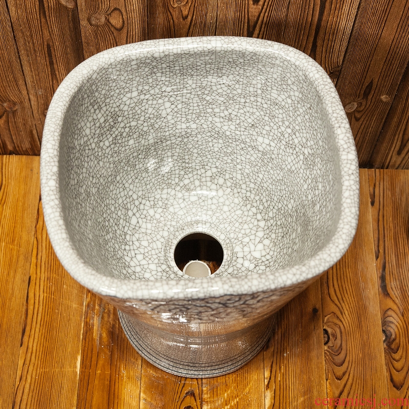 M beauty pool of jingdezhen ceramic mop mop basin to the balcony to mop pool 35 cm white crack qingyun