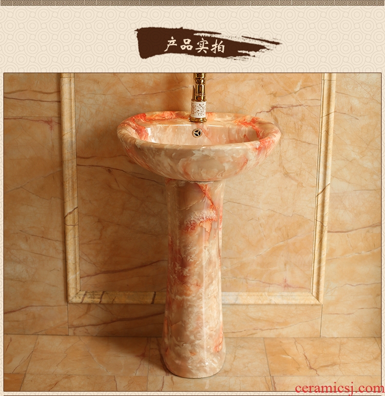 Spring rain ceramic column type lavatory European archaize bathroom sink on floor balcony art basin