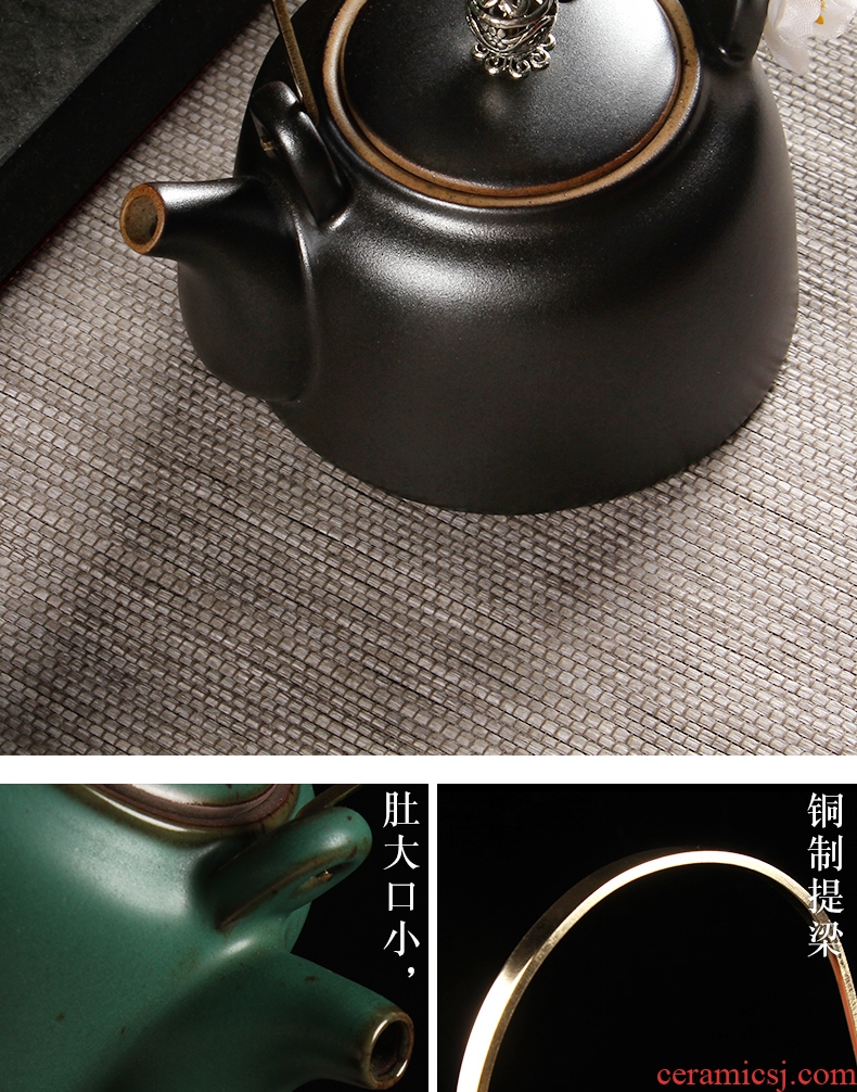 Archaize ceramic teapot girder pot tea ware domestic copper restoring ancient ways is the single pot of tea kettle Japanese kung fu tea set