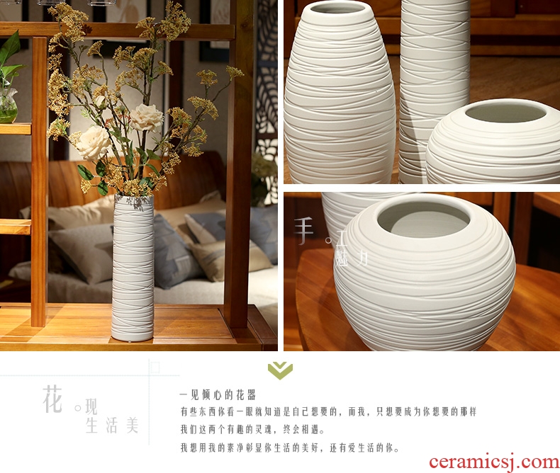 Handmade ceramic art white vase flower arrangement sitting room China household of Chinese style dry vase furnishing articles ornaments