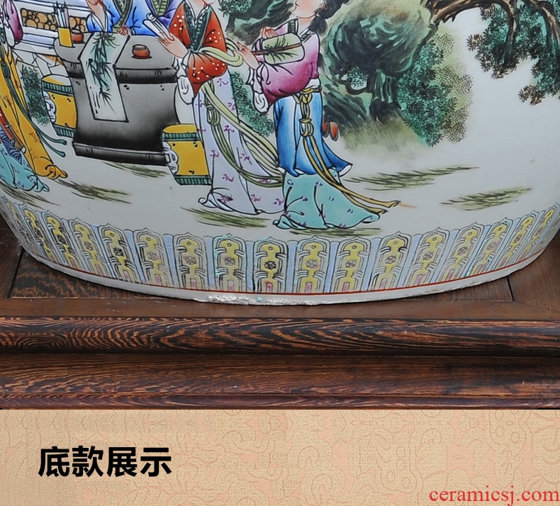 Archaize of jingdezhen ceramics powder enamel handpainted twelve gold hair pin cylinder living room TV cabinet crafts decoration