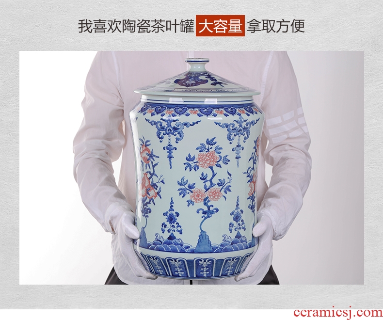 Jingdezhen ceramic hand-painted large tea cake tin tea caddy general gift box cake storage tanks