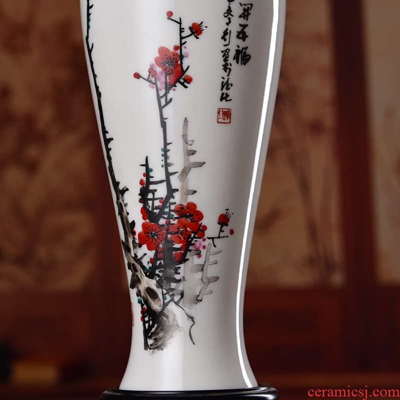 Oriental soil hand-painted plum flower vase dehua white porcelain ceramics furnishing articles new Chinese style decoration/beauty bottle