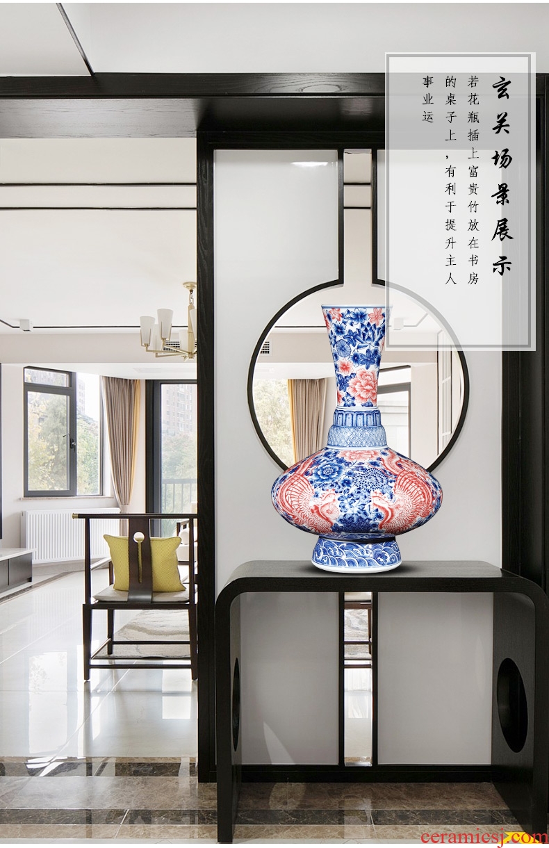 Jingdezhen ceramics creative manual imitation qianlong Chinese blue and white porcelain vase sitting room porch rich ancient frame furnishing articles