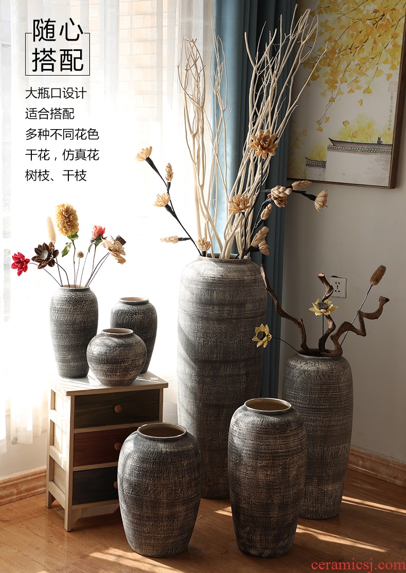 Jingdezhen do old vintage landing crude dry flower flower implement some ceramic jar jar earthenware vase do old big flowerpot soft