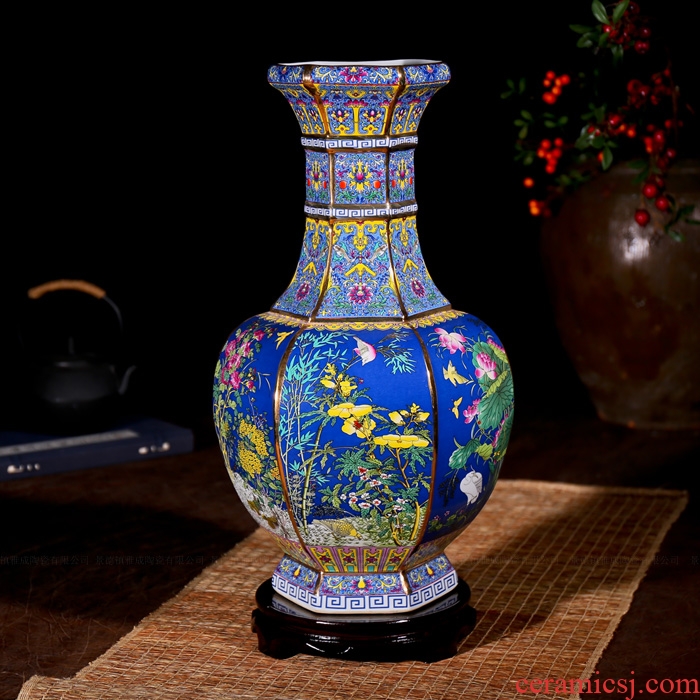 Jingdezhen ceramic kiln classical modern fashion antique vase furnishing articles housewarming flower arranging European floor living room