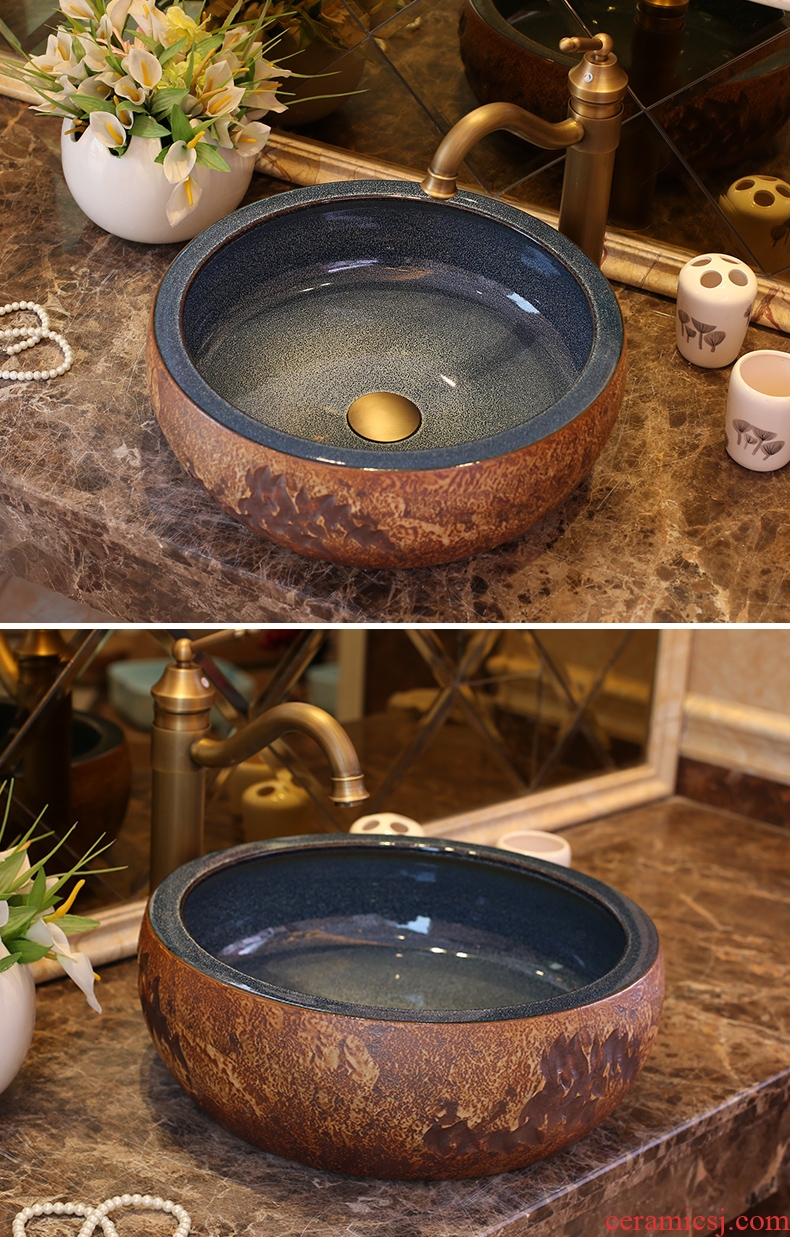 Jingdezhen ceramic antique basin basin of Chinese style on the ceramic glaze carving art lavatory toilet lavabo