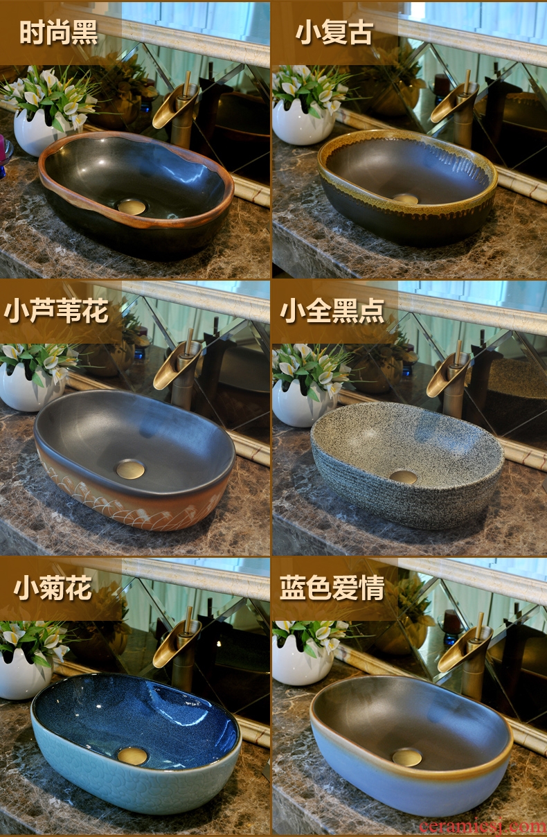 Lavatory ceramic european-style oblong contracted art lavatory toilet lavabo stage basin