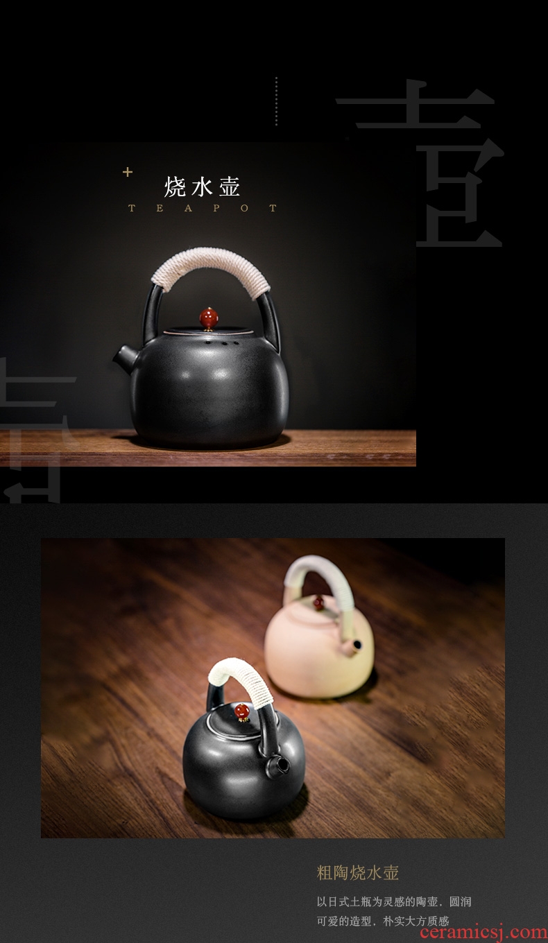 # and coarse pottery pot of tea kettle ceramic girder are larger boiled tea tea tea set TaoLu curing pot of electricity