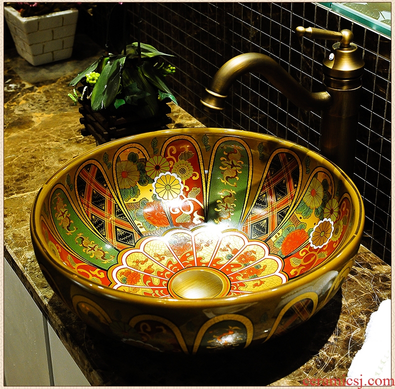 Jingdezhen ceramic toilet stage basin rain spring art basin of restoring ancient ways round basin sinks balcony sink