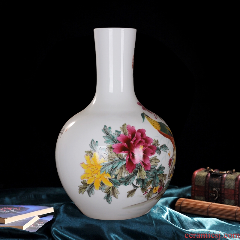 Jingdezhen ceramics powder enamel kam tong prosperous celestial vase hand-painted vases sitting room home handicraft furnishing articles