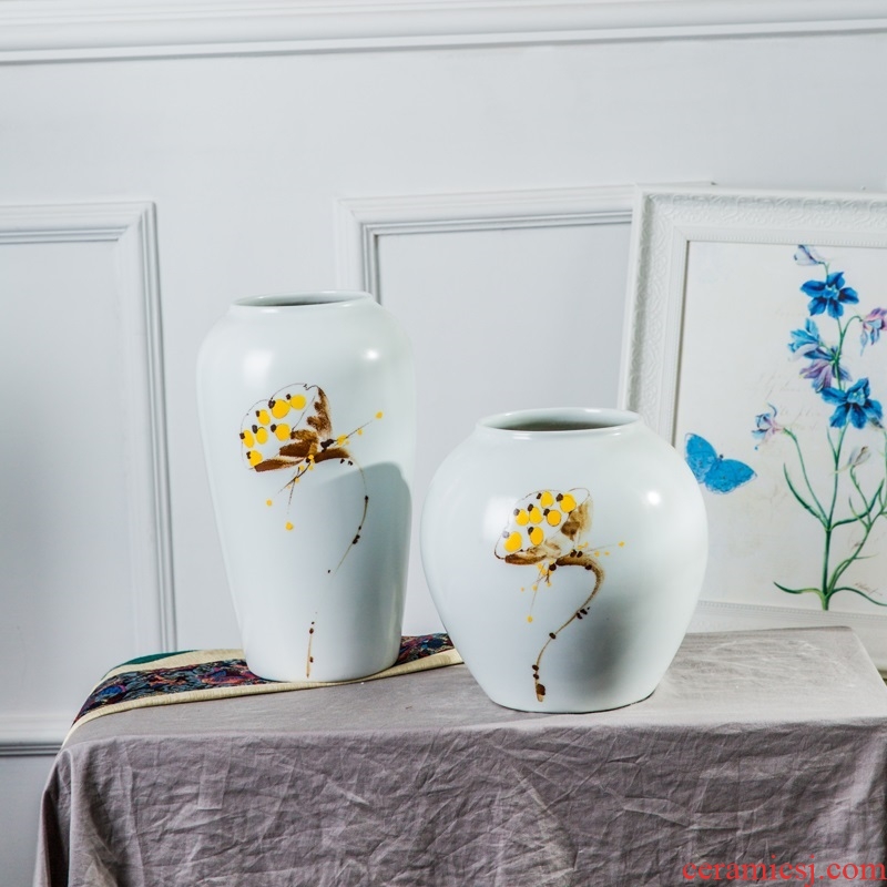 Home decoration Chinese vase furnishing articles three-piece hand-painted jingdezhen ceramic vases, flower arrangement craft small place