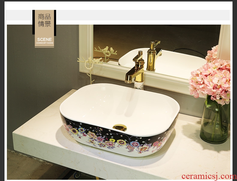 Gold cellnique lavatory jingdezhen ceramic stage basin rounded petals hand plate toilet lavabo art basin