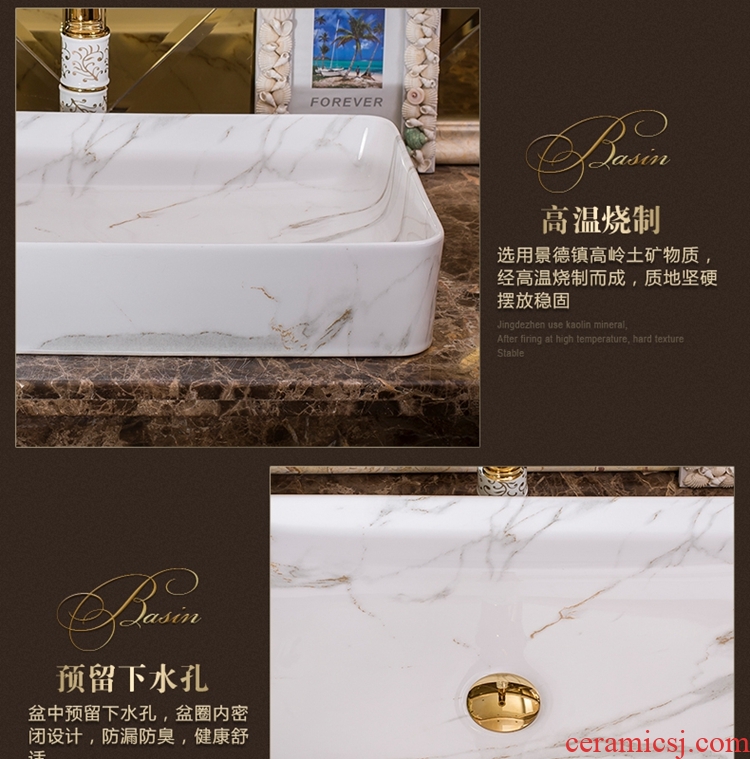 Jingdezhen ceramic art basin on its extended rectangle bathroom marble sinks the sink basin