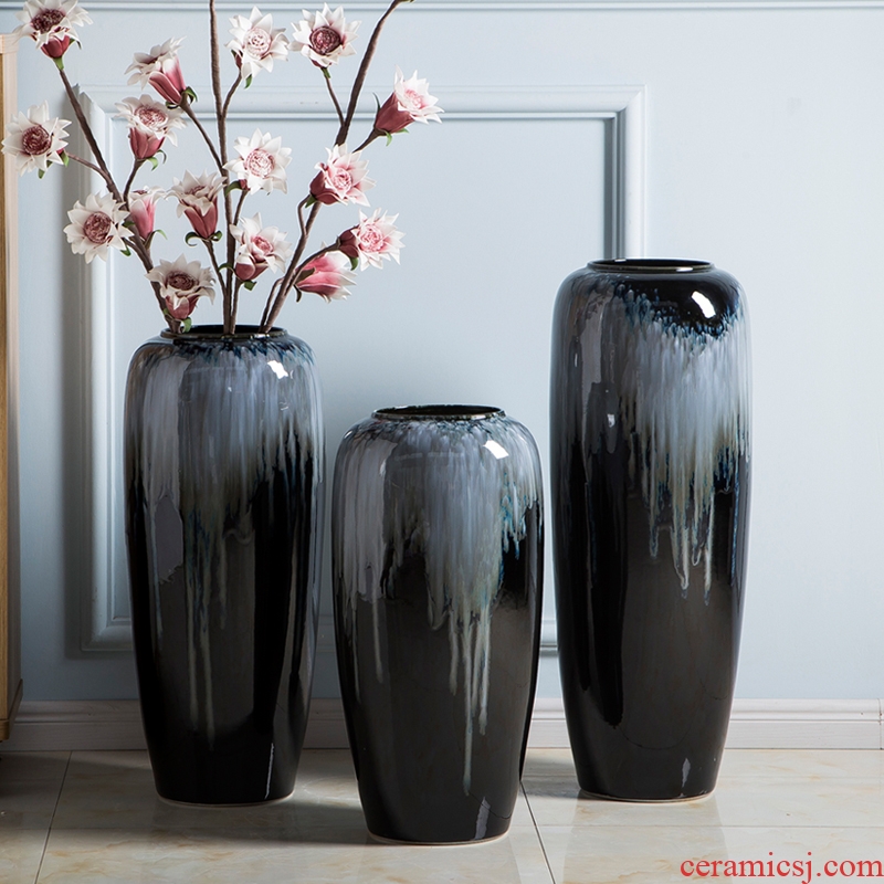Jingdezhen ceramic vase landing flower arranging European contracted sitting room high gradient glaze vase large furnishing articles large vase