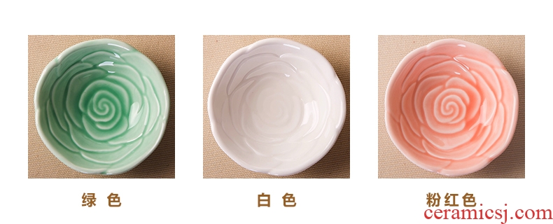 凉 food dishes of jingdezhen ceramic disc sauce vinegar oil disc household gifts glaze anaglyph peony roses little flavor dishes