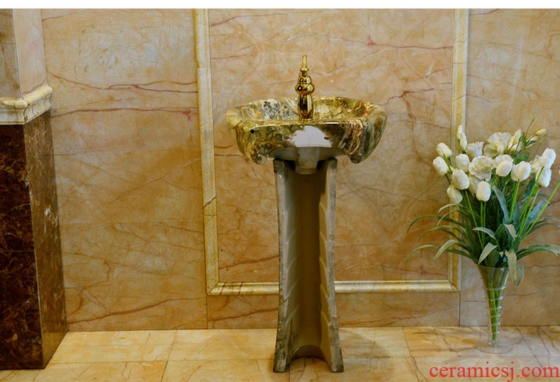 Imitation marble basin vertical basin one floor made art pillar lavabo ceramic continental basin