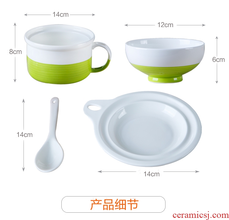 Students bowl with cover ceramic bowl bowl cup dishes spoon set salad bowl japanese-style tableware bowls of household