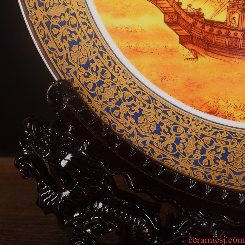 Jingdezhen chinaware paint smooth modern household adornment handicraft furnishing articles hang dish decoration plate