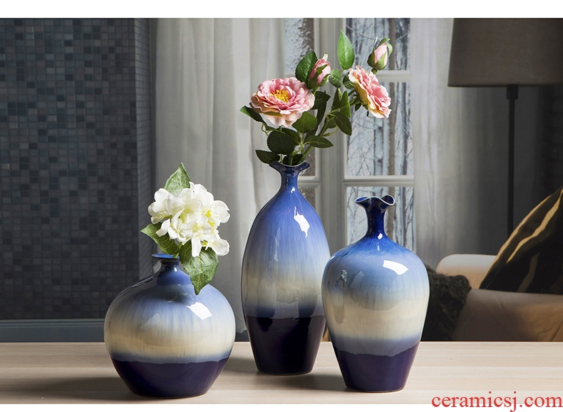 Porcelain vase furnishing articles flower arranging creative home sitting room adornment ins ceramic vase Europe type dry flower small mouth porcelain