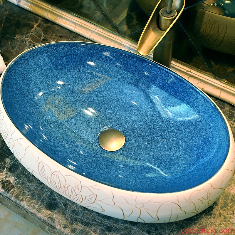 Variable glaze color more oval ceramic art basin sinks the stage basin sink - kiln lotus