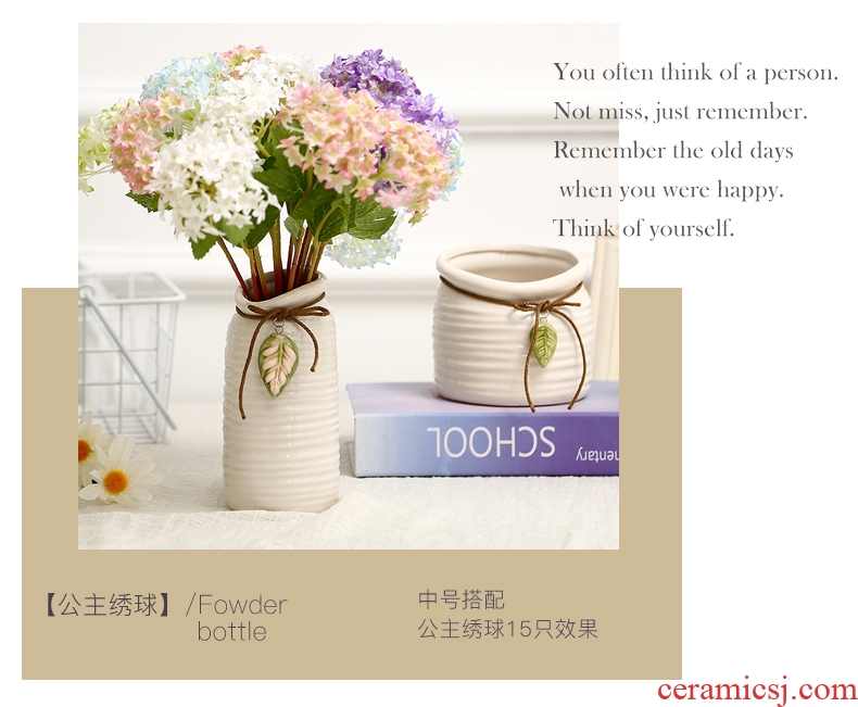 Jane's furnishing articles white rope ceramic vase living room table home decoration decoration hydroponic flower pot furnishing articles