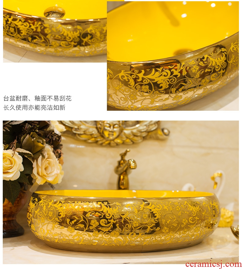 Koh larn, qi stage basin sink ceramic sanitary ware art basin washing a face of the basin that wash a face oval shamrock glittering
