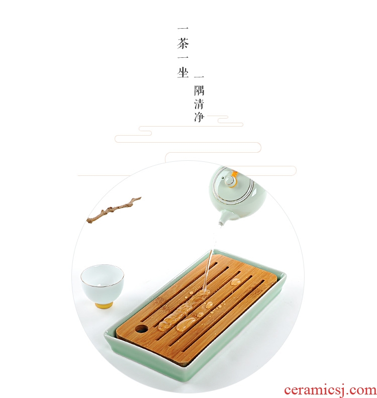 Porcelain ceramic household water storage type square dry tea tea tray god small bamboo office Japanese tea saucer dish