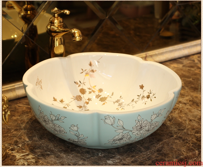 Jingdezhen ceramic basin stage basin sinks art circle petals European toilet lavabo pastoral
