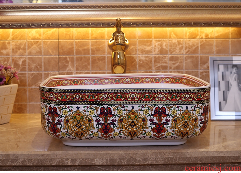 The rain spring basin art of jingdezhen ceramic table European archaize square art sink bathroom sinks
