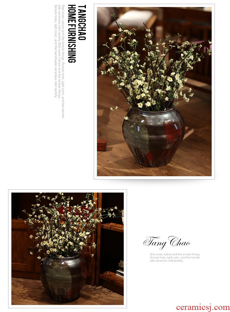 Jingdezhen pottery vase hotel Chinese ground ceramic pottery vase restoring ancient ways creative flower arranging furnishing articles in the living room