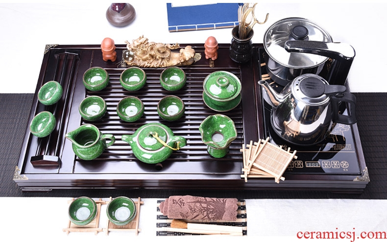 HaoFeng purple sand tea set automatic ceramic cup pot induction cooker household kung fu tea tea tea tray