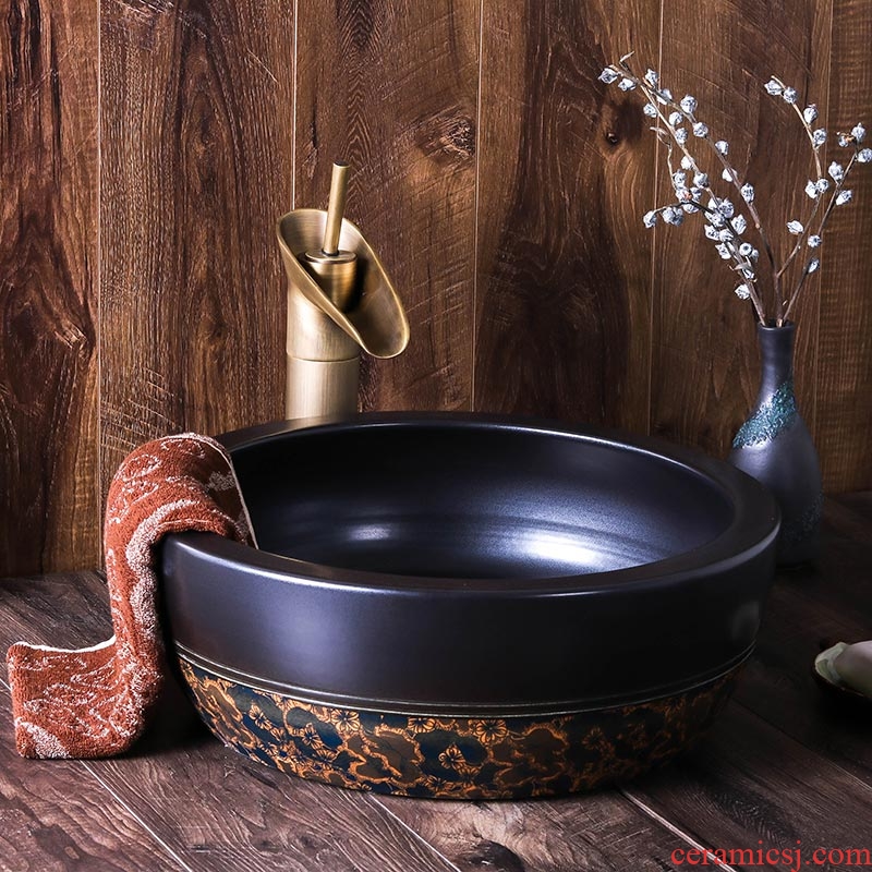 Face basin of jingdezhen ceramic hands plate round Chinese style restoring ancient ways is antique art hotel toilet stage basin