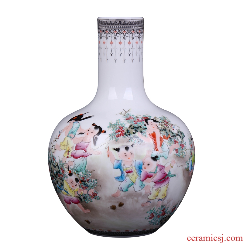 Jingdezhen ceramic antique hand-painted tong qu vase furnishing articles creative new Chinese ikea sitting room adornment flower arrangement