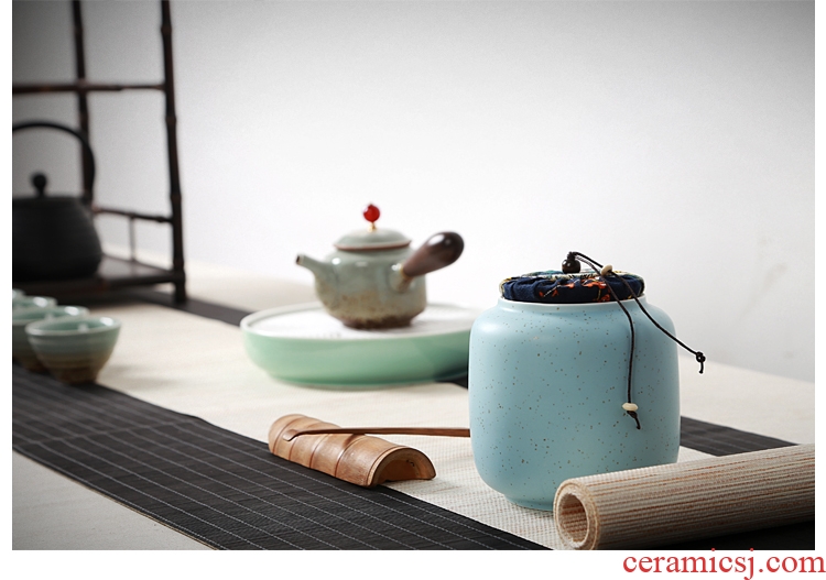 Gorgeous young caddy ceramic POTS trumpet pu 'er tea sealing box of tea packaging tin box tea boxes, tea sets