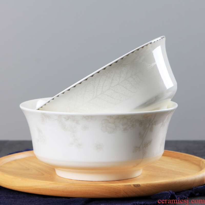 Jingdezhen ceramic household rice bowl Chinese creative contracted for a single 8 inches large rainbow noodle bowl bone porcelain tableware