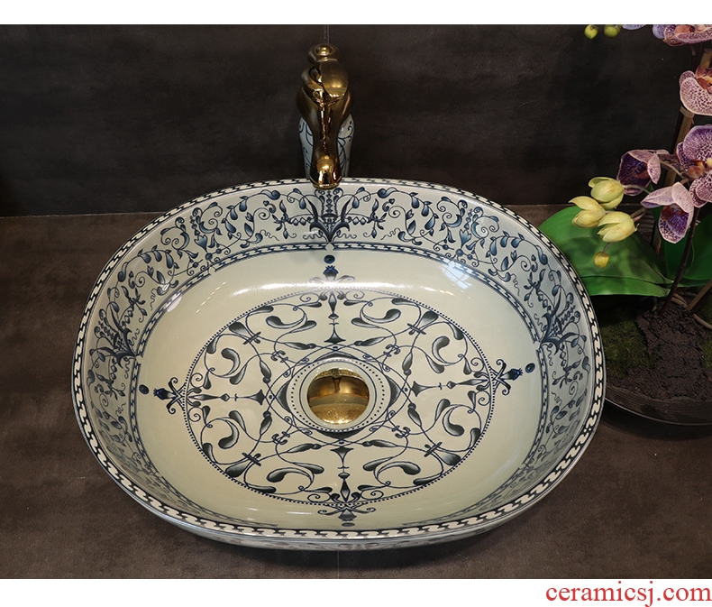 Table plate oval ceramic lavabo stage basin of Chinese style restoring ancient ways art basin toilet lavatory basin