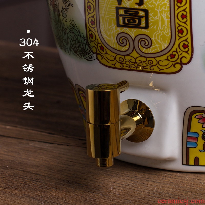 Ceramic wine jar it household of Chinese style liquor pot rice wine 10 jins 20 bubble wine sealed with cover bottle of the ancients