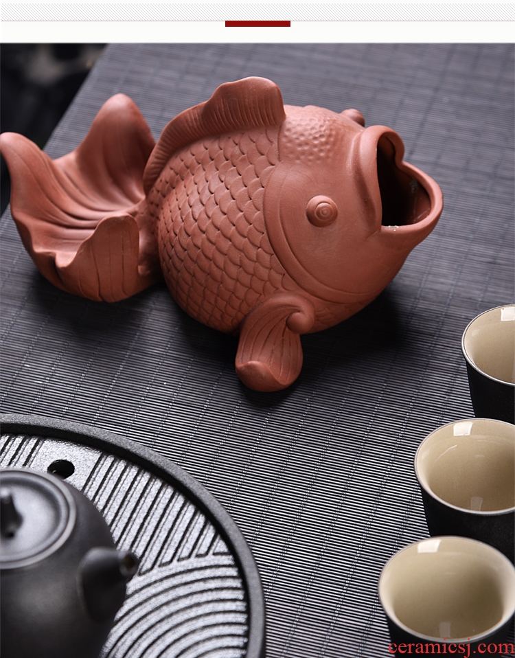 Gorgeous young large-sized purple sand ashtray ceramic creative personality goldfish living room home furnishing articles office ashtray