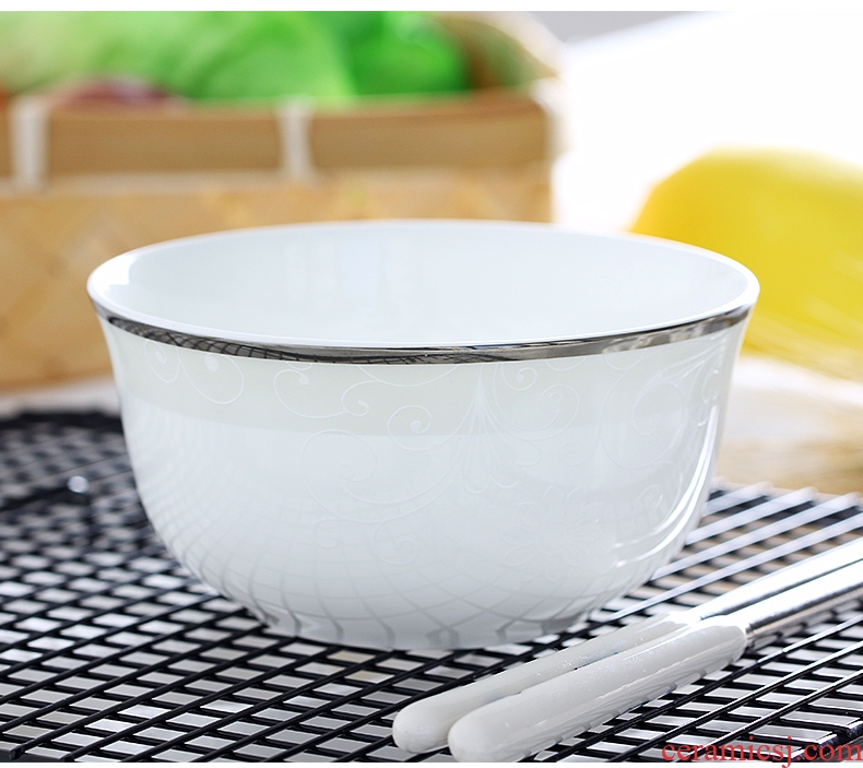 Bowl of household of jingdezhen ceramic bowl of salad bowl Chinese contracted jobs ceramic bone China tableware the iron rice bowl